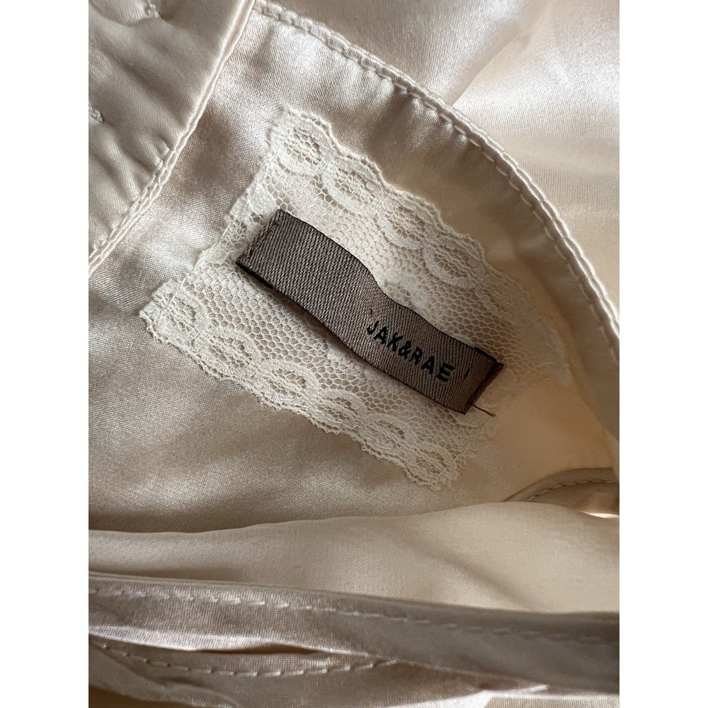 Jak & Rae Anthropologie 100% Silk Cami Top 8 Ivory Pearl Button Babydoll Slip - Picture 3 of 9